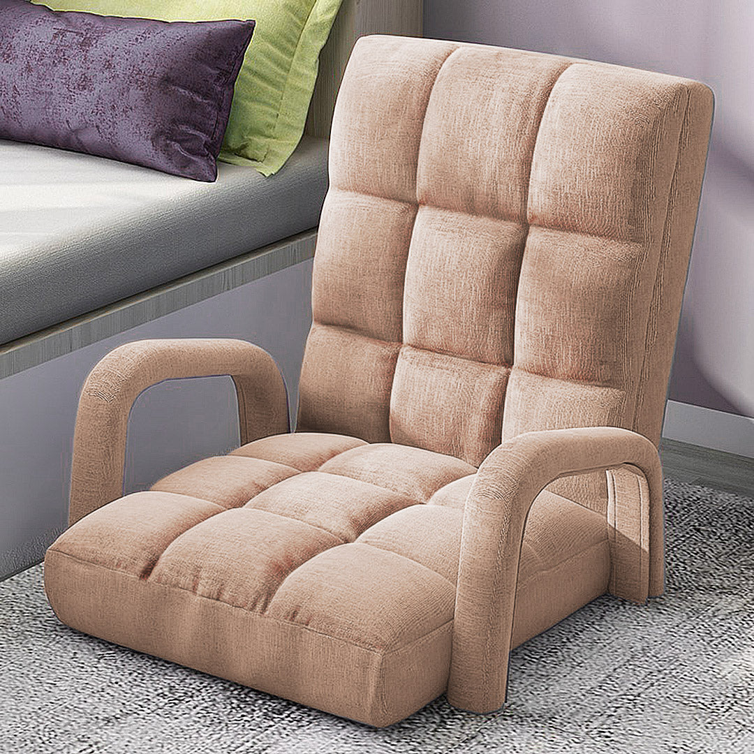 Floor Recliner Lazy Chair with Armrest Khaki