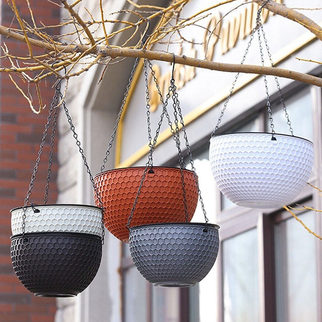 White Medium Hanging Flower Pot