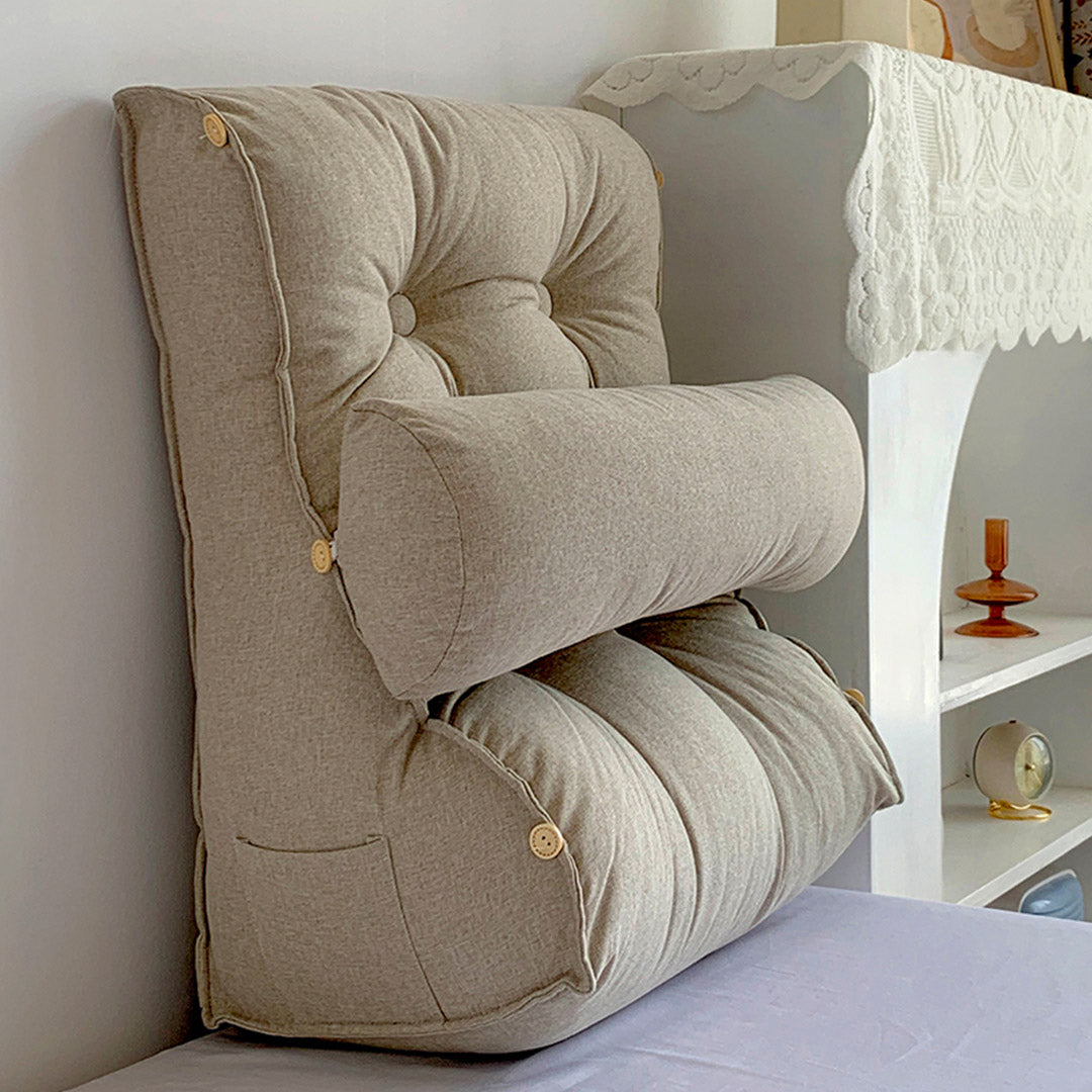 60cm White Wedge Lumbar Pillow