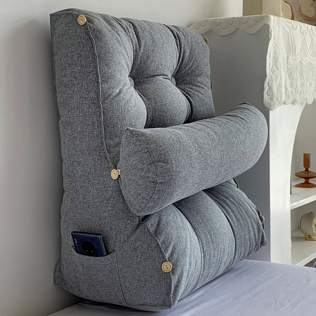 60cm Silver Wedge Lumbar Pillow