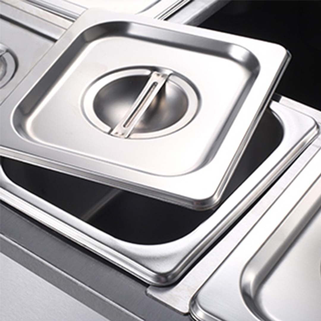 Stainless Steel 6 X 1/3 GN Pan Electric Bain-Marie Food Warmer with Lid