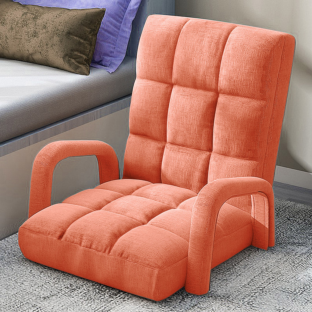 Floor Recliner Lazy Chair with Armrest Orange