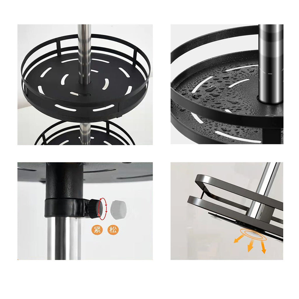 3 Tier Black Round Multi-Function Kitchen Seasoning Organiser Shelf
