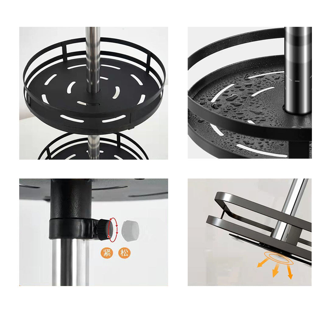 3 Tier Black Round Multi-Function Kitchen Seasoning Organiser Shelf