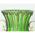 51cm Green Glass Floor Vase with 12pcs Artificial Flower Set
