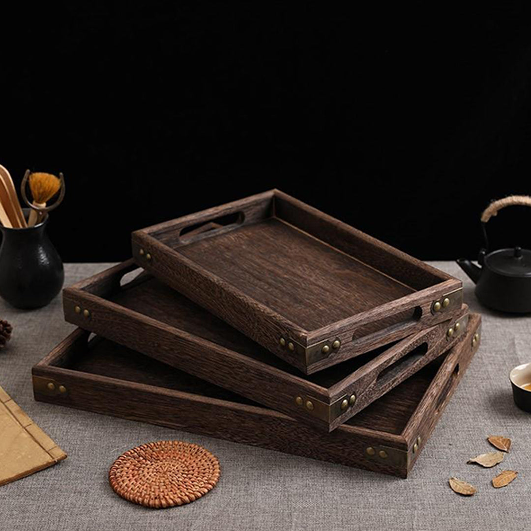 Small Walnut Rectangle Wooden Tray