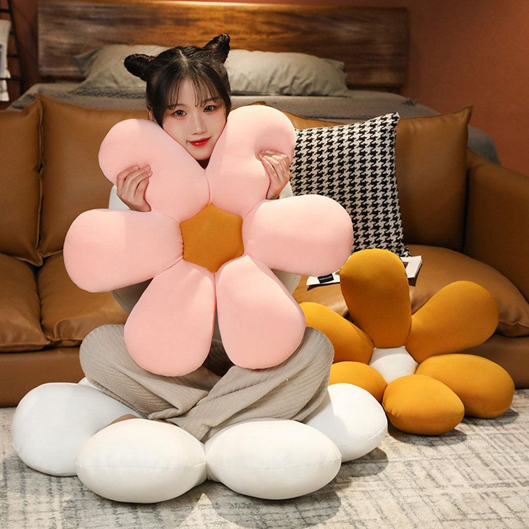 Coffee Daisy Flower Shape Cushion