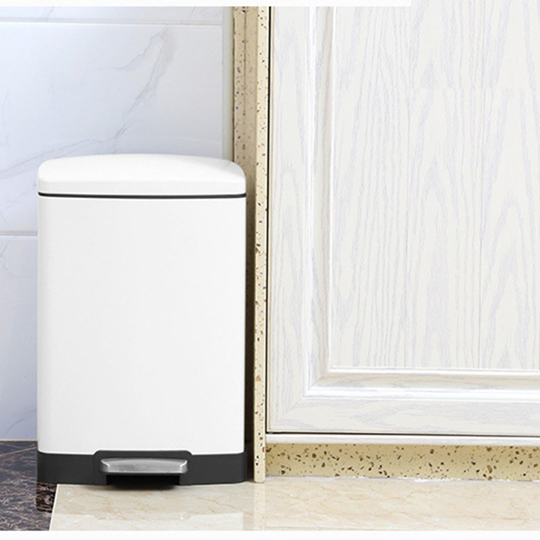 Rectangular 12L Stainless Steel Foot Pedal Recycling Bin for Garbage White
