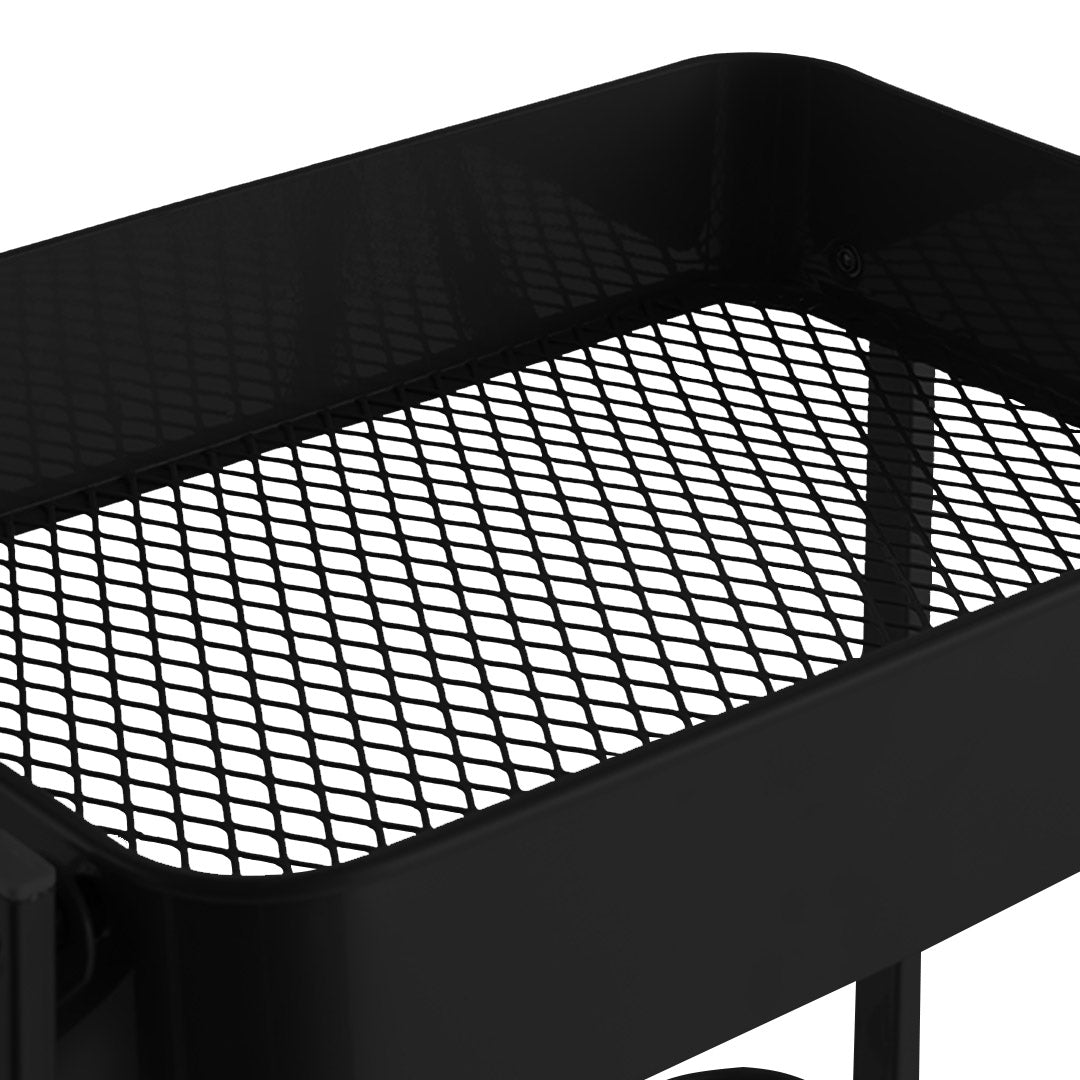 3 Tier Steel Black Foldable Kitchen Cart