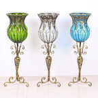 85cm Clear Glass Floor Vase with 12pcs White Artificial Flower Set