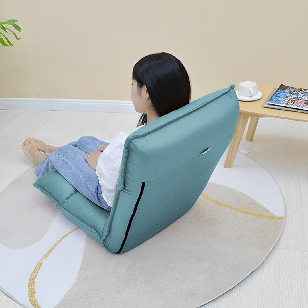 Air Leather Floor Recliner Lazy Chair Blue