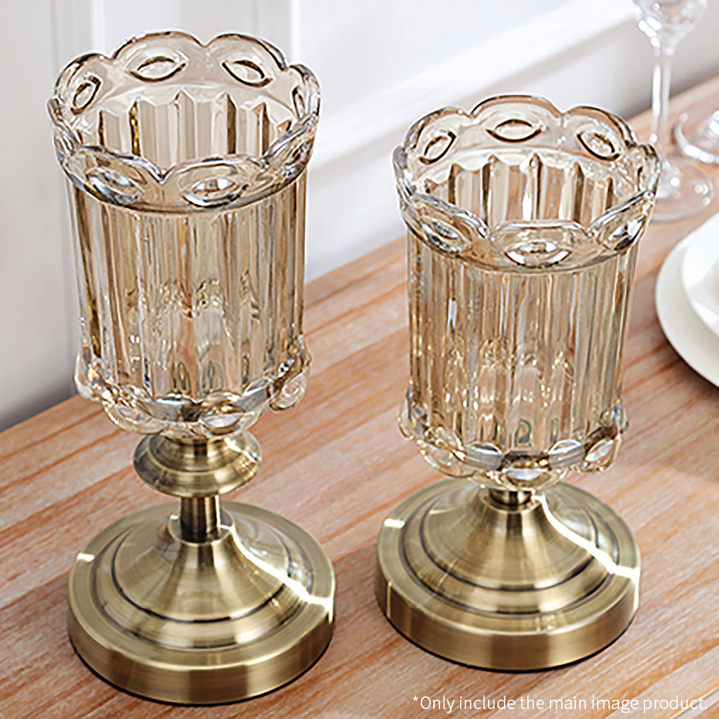 25cm Transparent Glass Vase with Metal Base