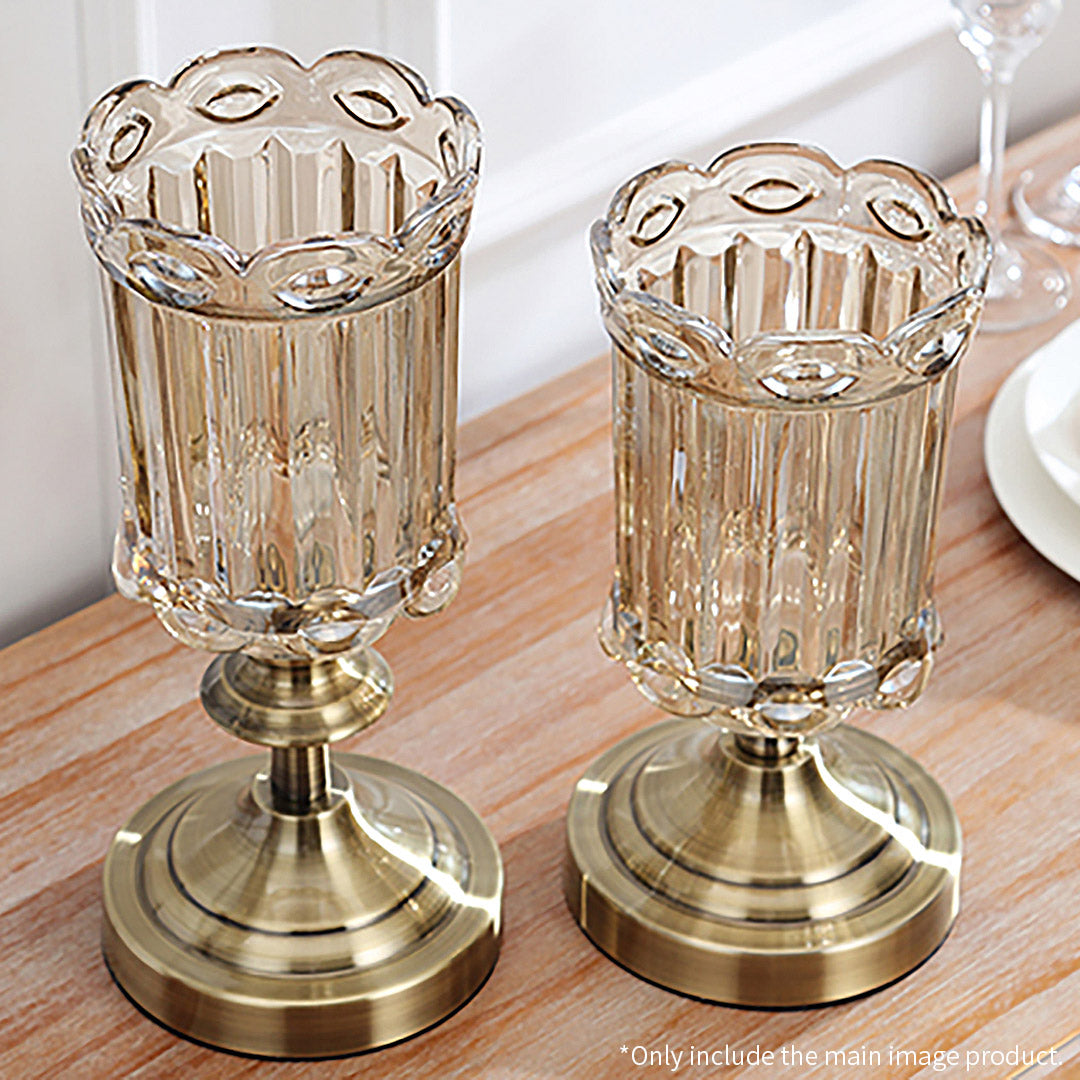 25cm Transparent Glass Vase with Metal Base