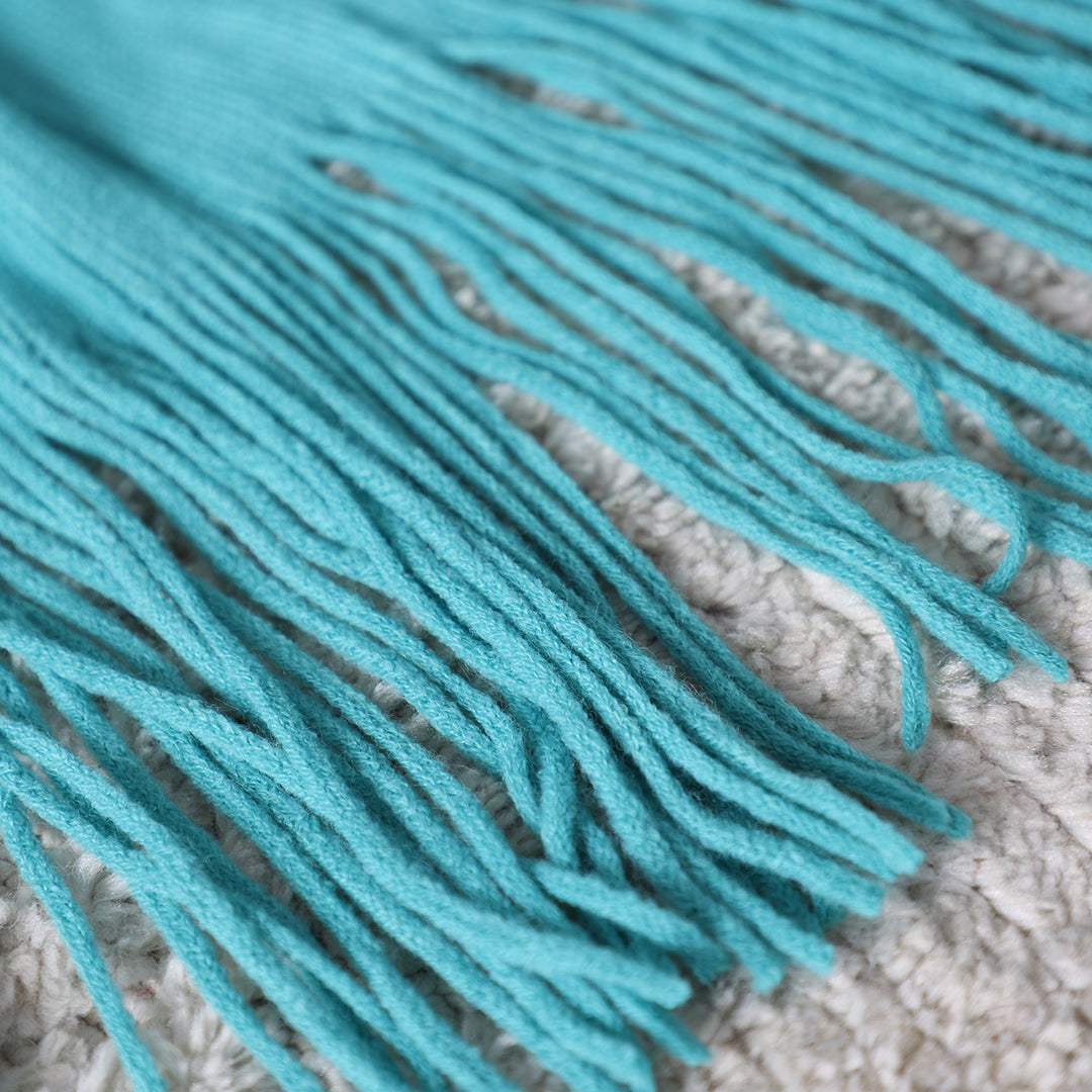 Teal Acrylic Knitted Throw Blanket