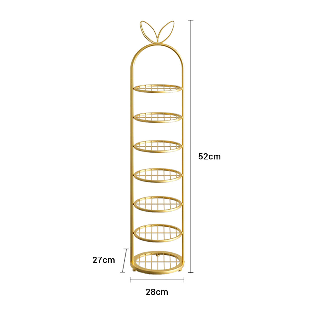 7 Tier Bunny Ears Shape Gold Plated Metal Shoe Rack Organiser
