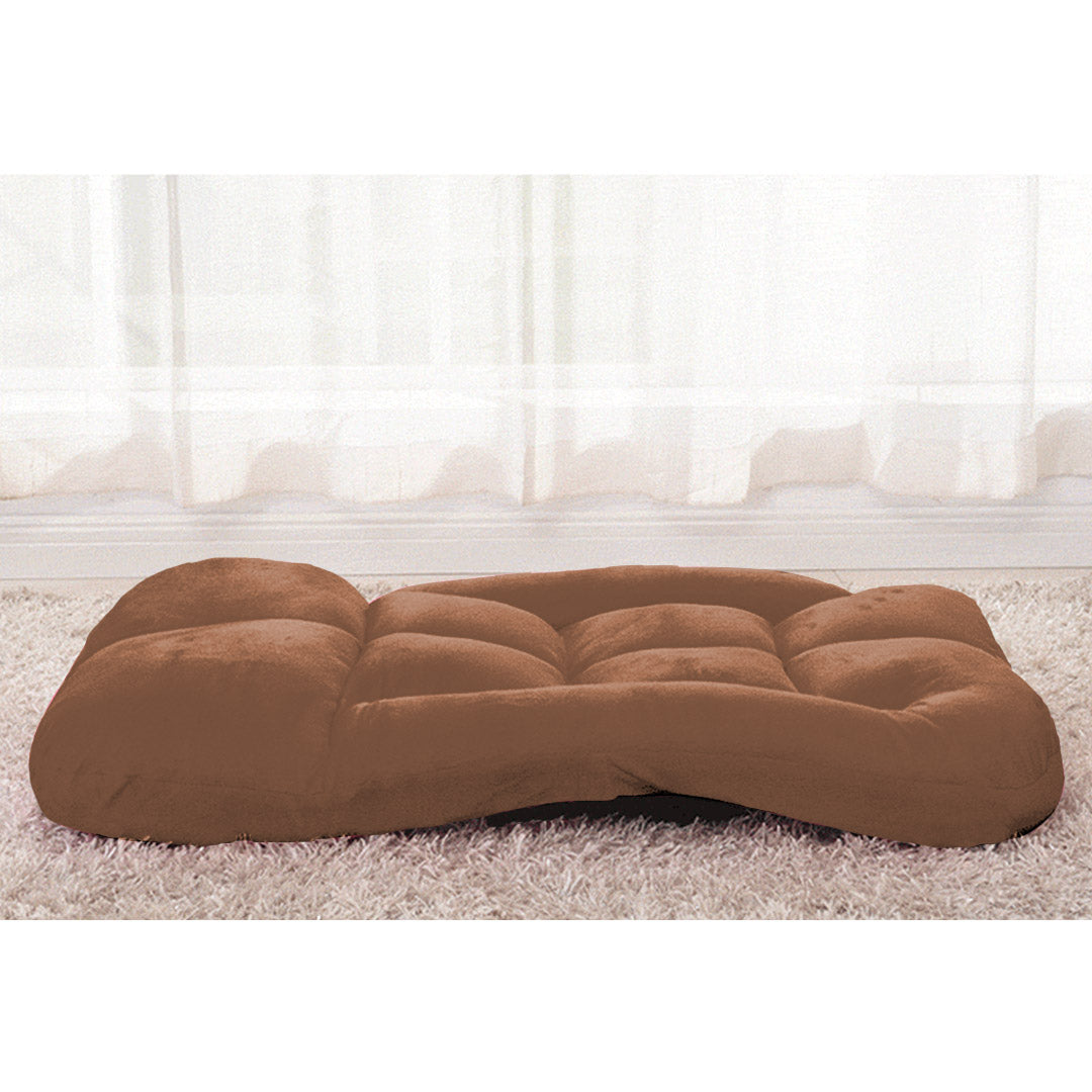 Foldable Floor Recliner Lazy Chair with Armrest Coffee