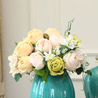 3pcs Artificial Silk with 15 Heads Rose White
