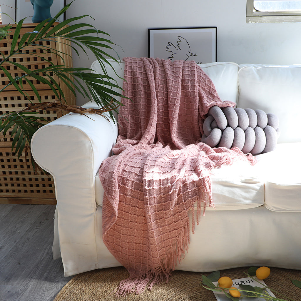 Pink Diamond Pattern Throw Blanket
