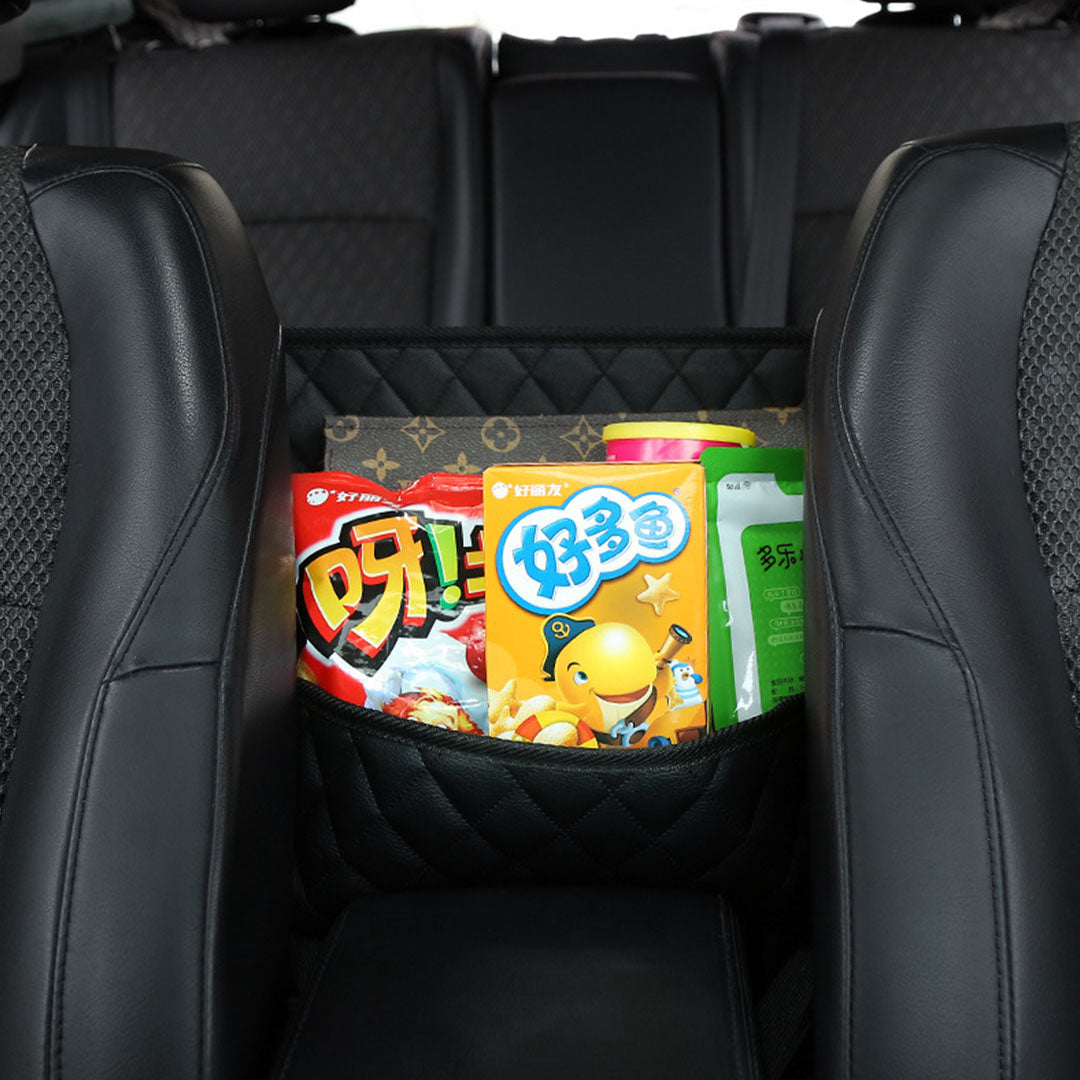 Black Leather  Multi-Purpose Back Seat Interior Accessories Bag