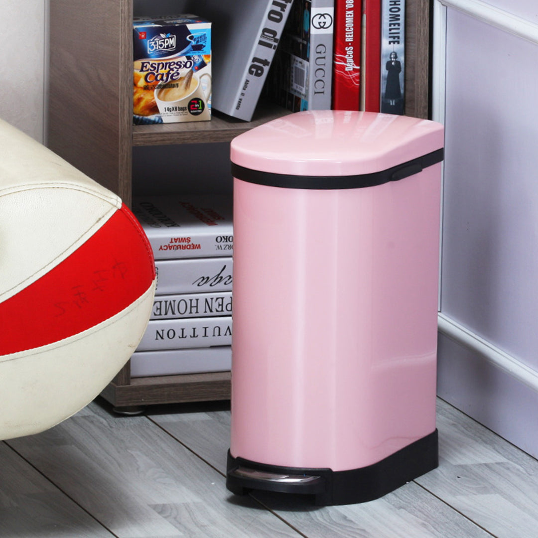 Foot Pedal Stainless Steel Trash Bin 10L Pink