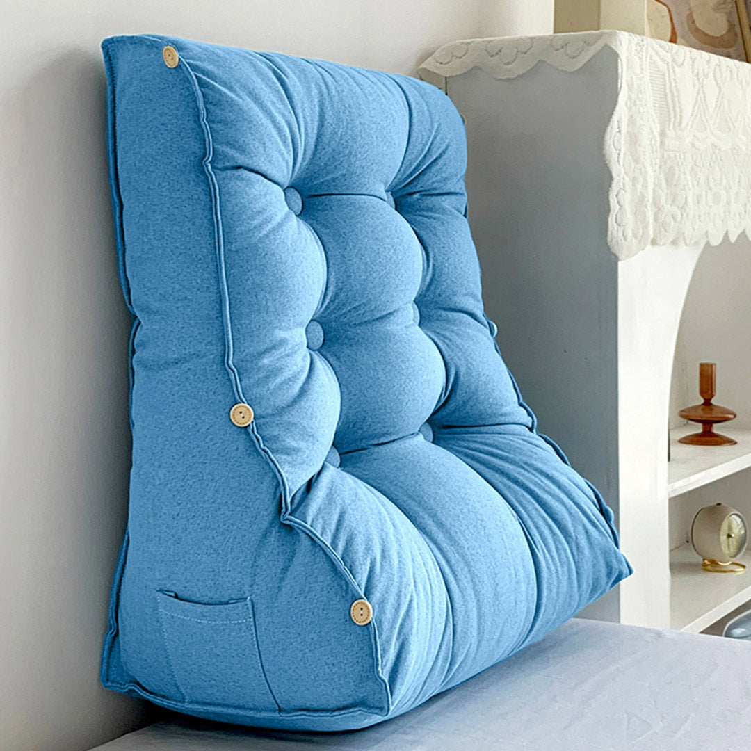 45cm Blue Wedge Lumbar Pillow