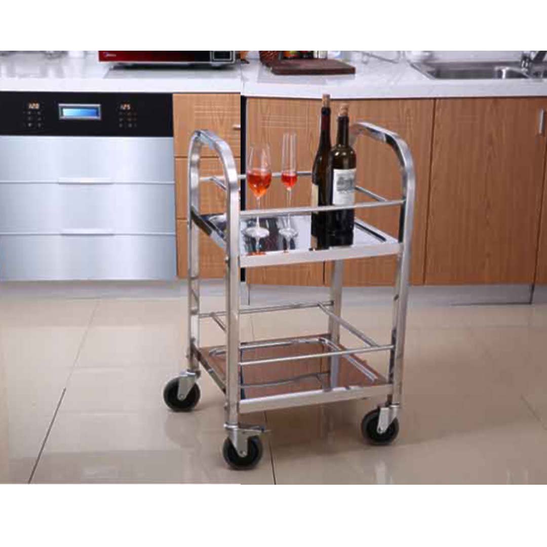 2 Tier Stainless Steel Utility Cart Square 500x500x950