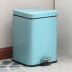 Foot Pedal Stainless Steel Trash Bin Square 12L Blue