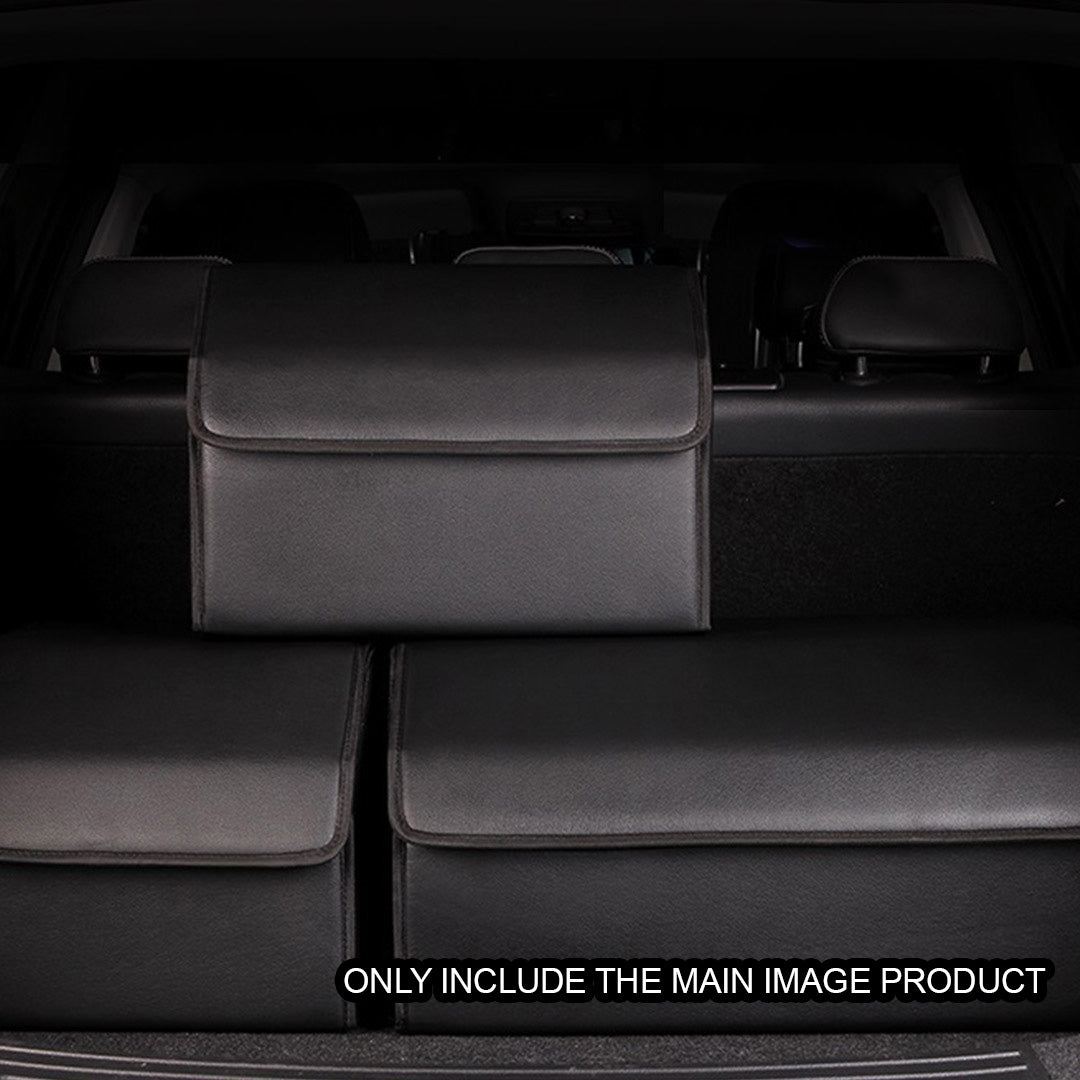 Leather Car Boot Foldable Trunk Cargo Organizer Box Black Small