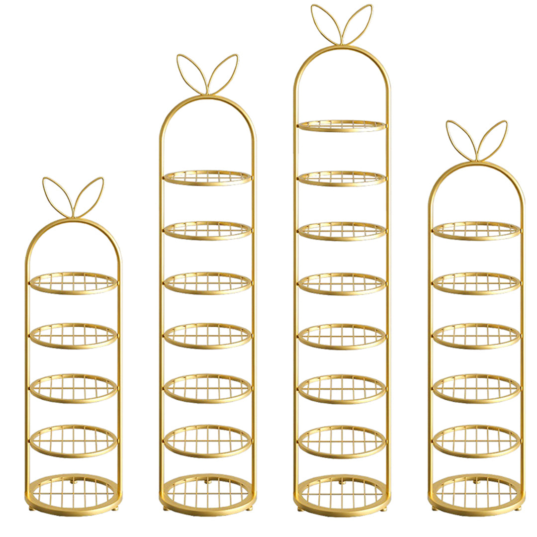 7 Tier Bunny Ears Shape Gold Plated Metal Shoe Rack Organiser