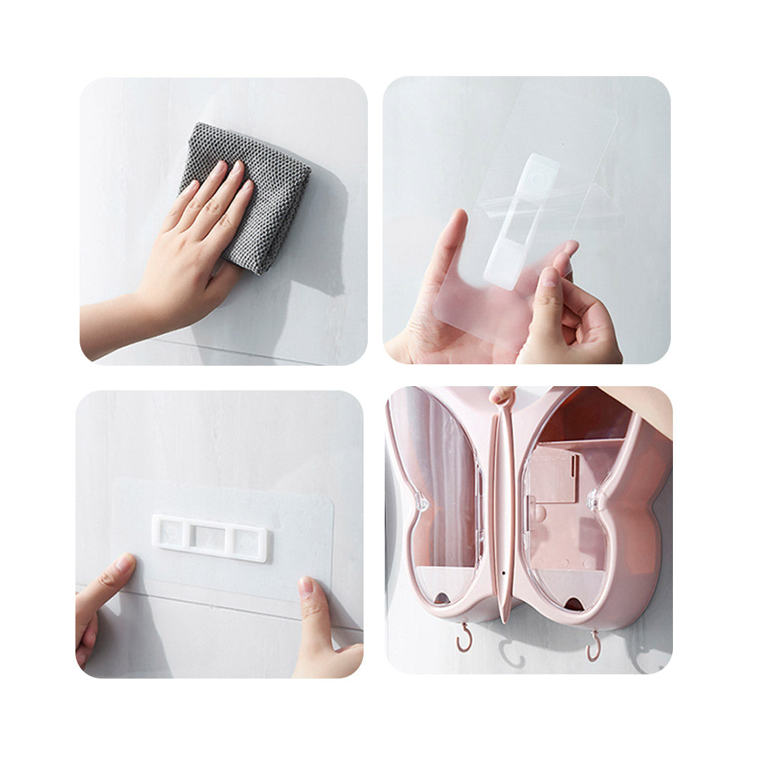 Pink Butterfly Shape Wall-Mounted Makeup Organiser