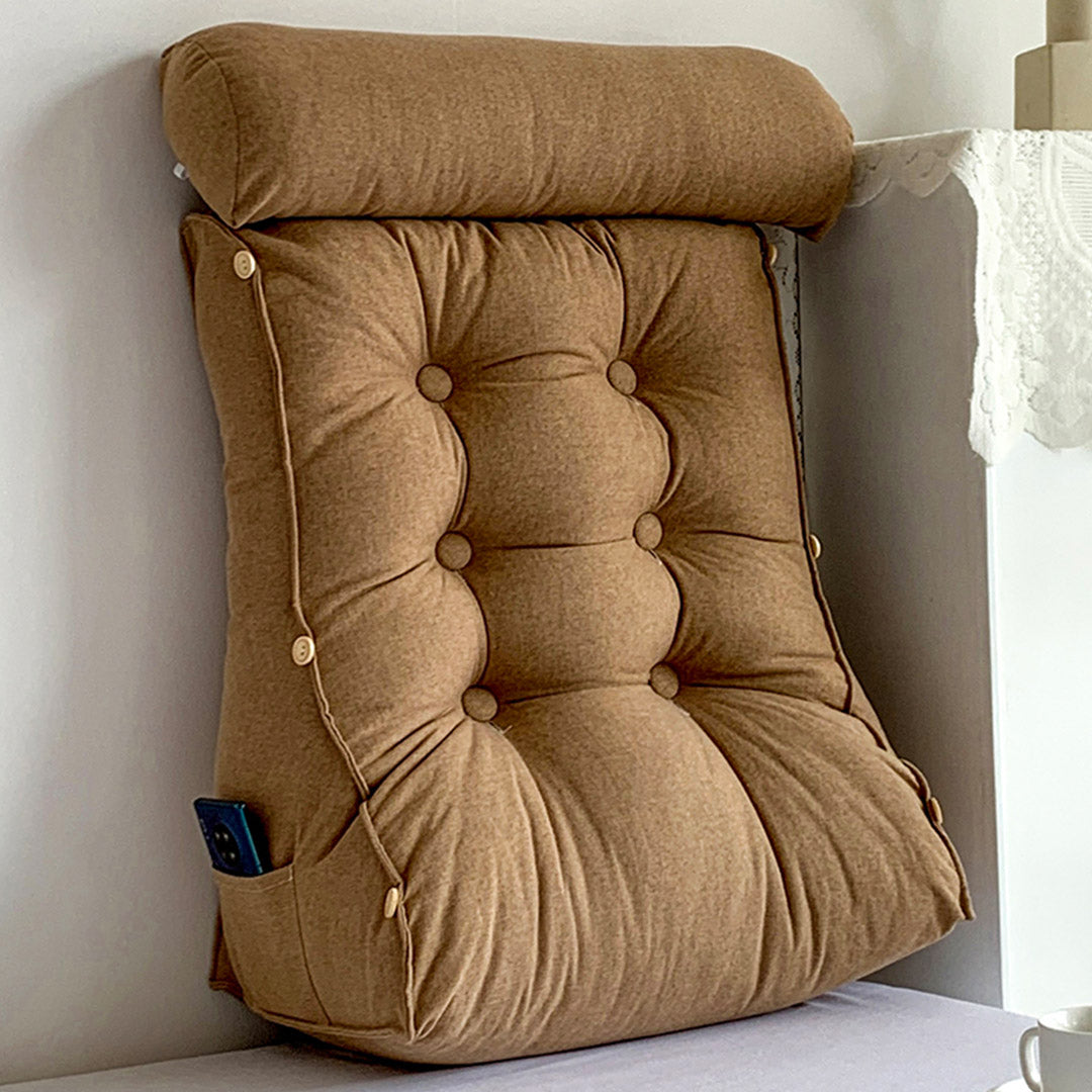 60cm Khaki Wedge Lumbar Pillow