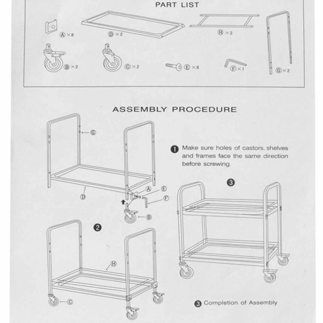 2 Tier Stainless Steel Utility Cart 75x40x84cm Small