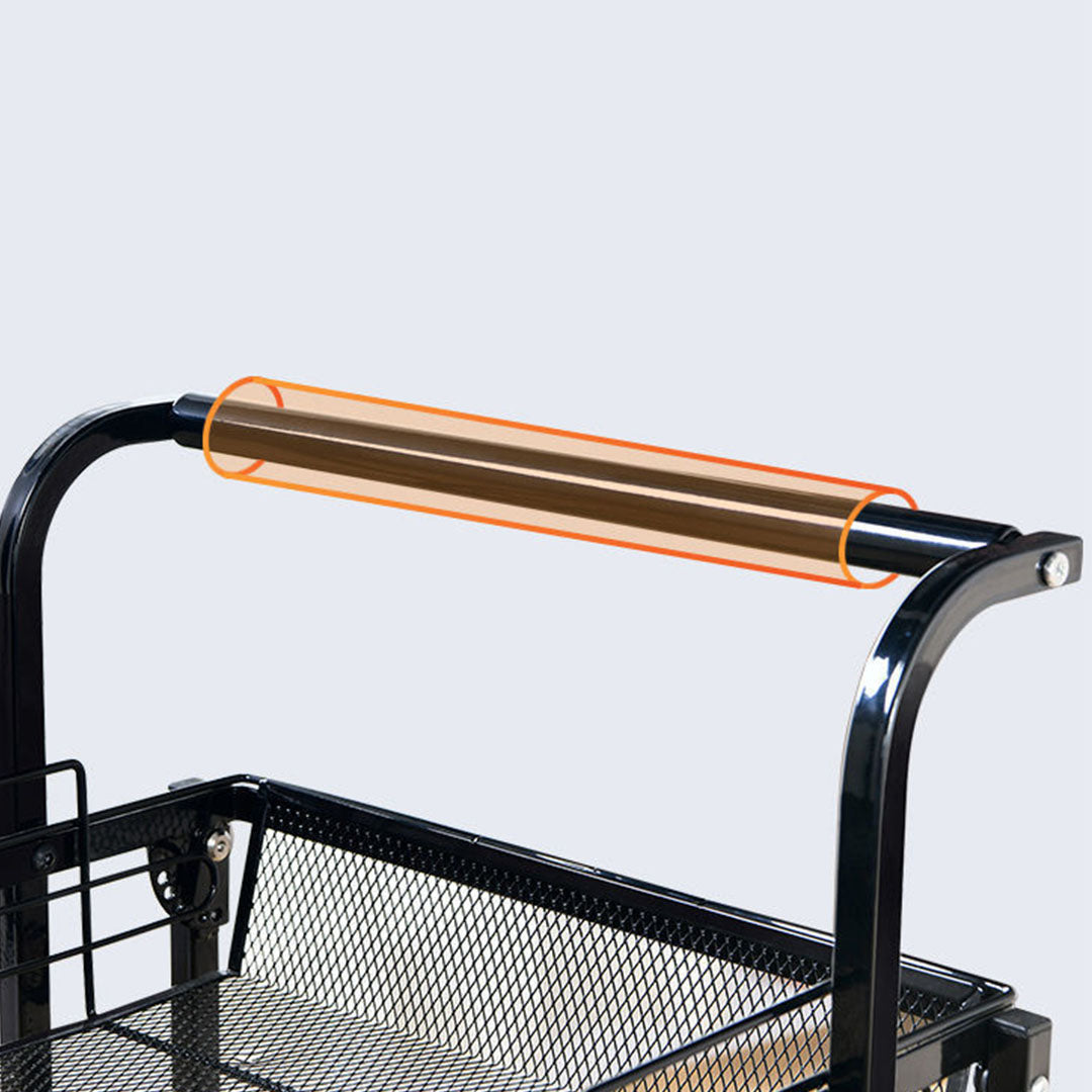 3 Tier Steel Black Adjustable Kitchen Cart
