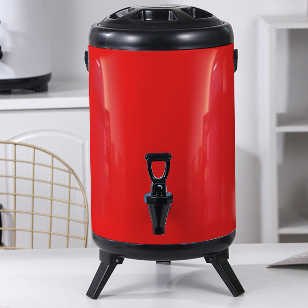 10L Stainless Steel Milk Tea Barrel with Faucet Red