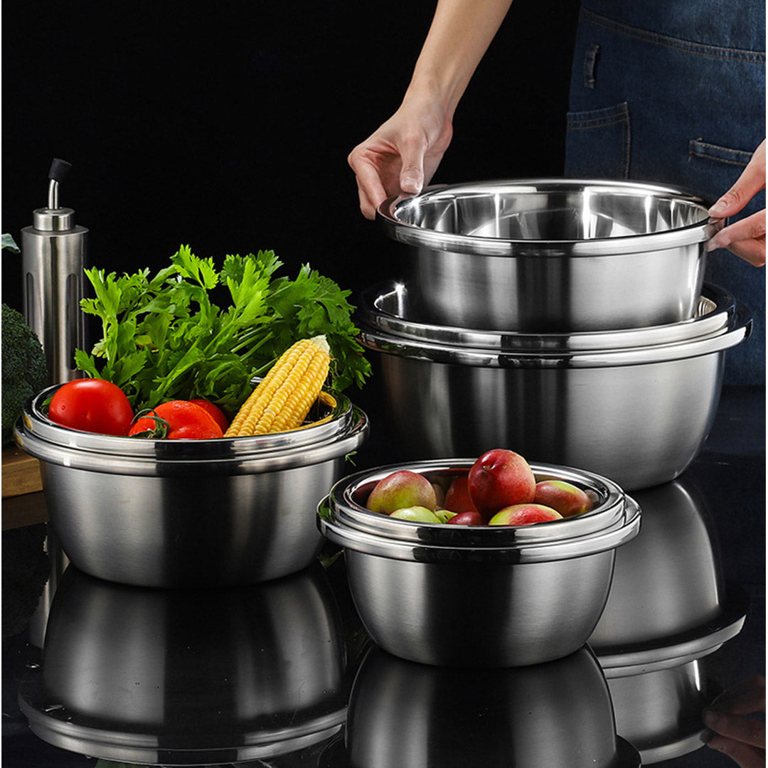 SOGA 3Pcs Polished Stainless Steel Mixing Bowl