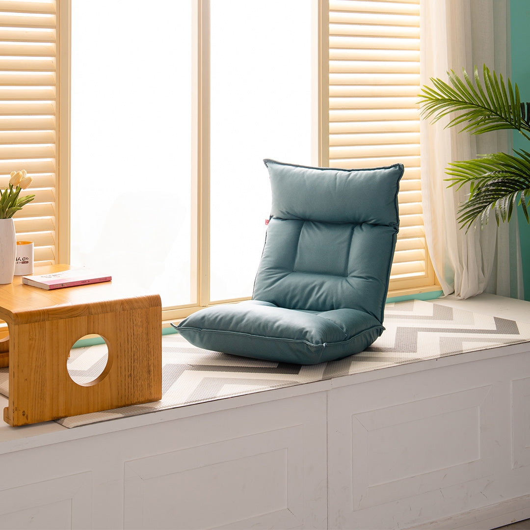 Air Leather Floor Recliner Lazy Chair Blue