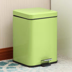 Foot Pedal Stainless Steel Trash Bin Square 6L Green