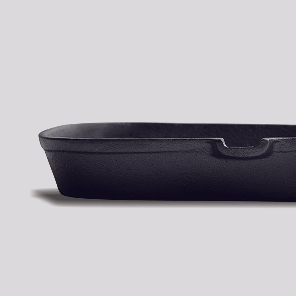 SOGA 23.5cm Square Ribbed Cast Iron Frying Pan with Handle
