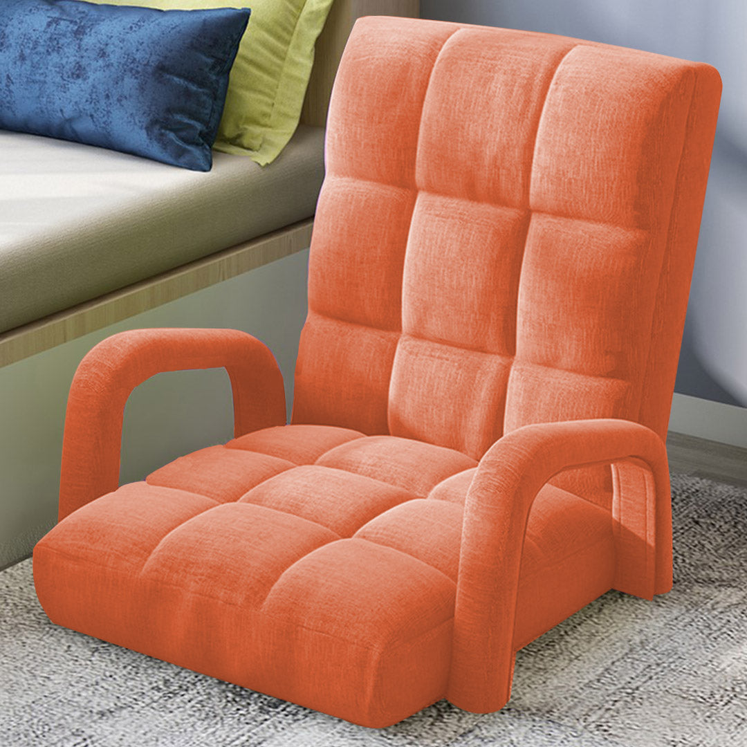 Floor Recliner Lazy Chair with Armrest Orange