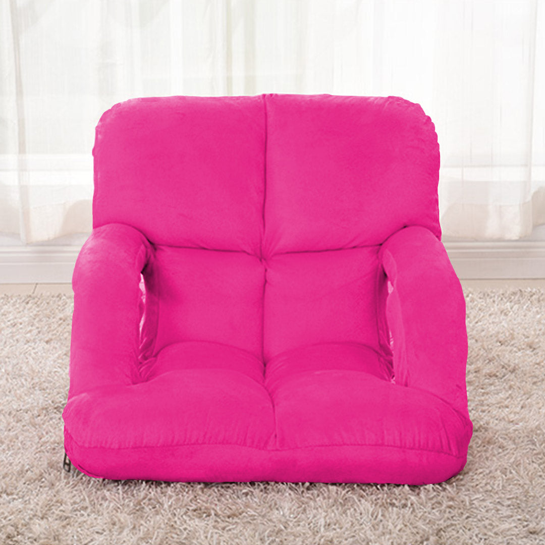 Foldable Floor Recliner Lazy Chair with Armrest Pink