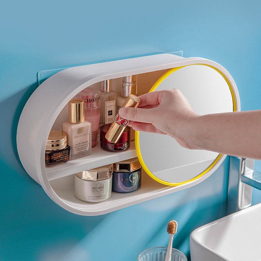 39cm Oval Wall-Mounted Mirror Storage Box