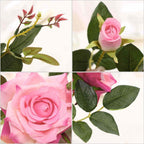 12 Heads Artificial Silk Rose Bouquet White