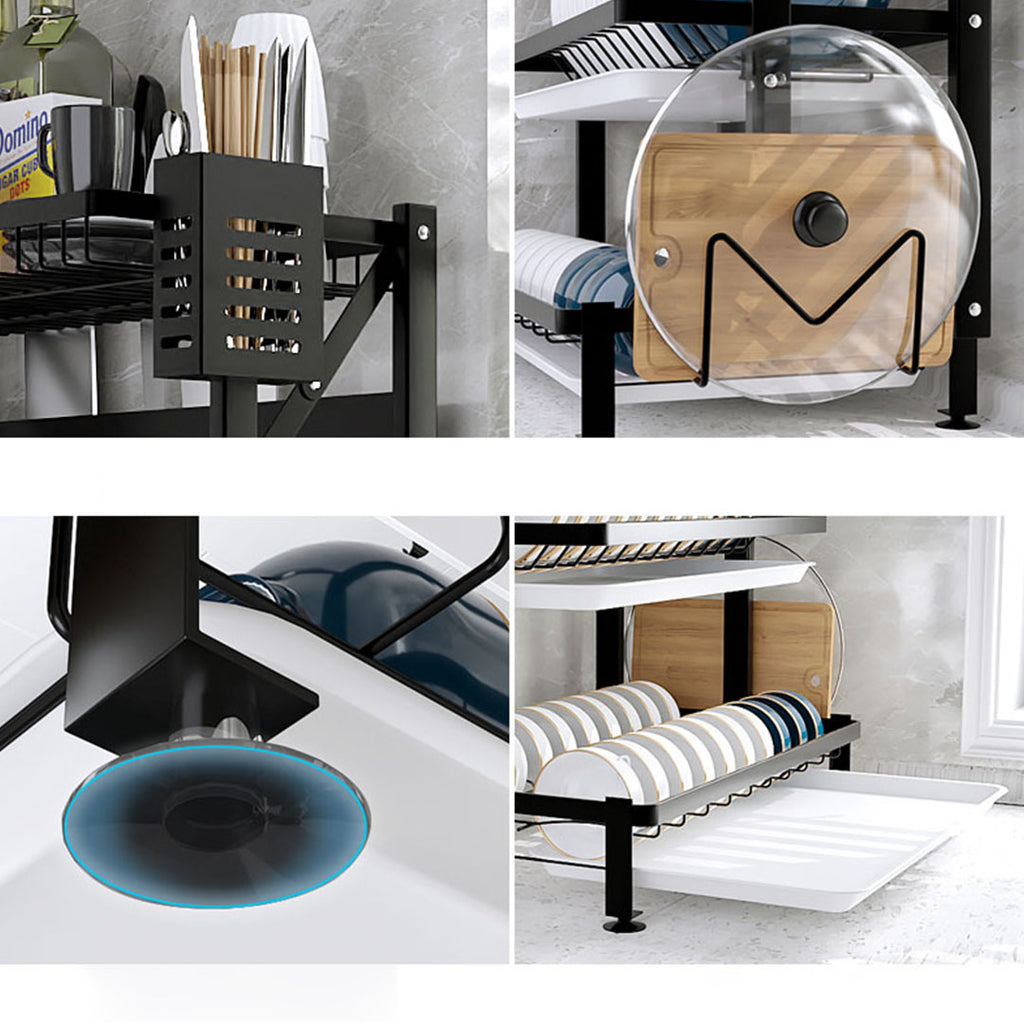 3 Tier Black Dish Drainer Kitchen Organiser