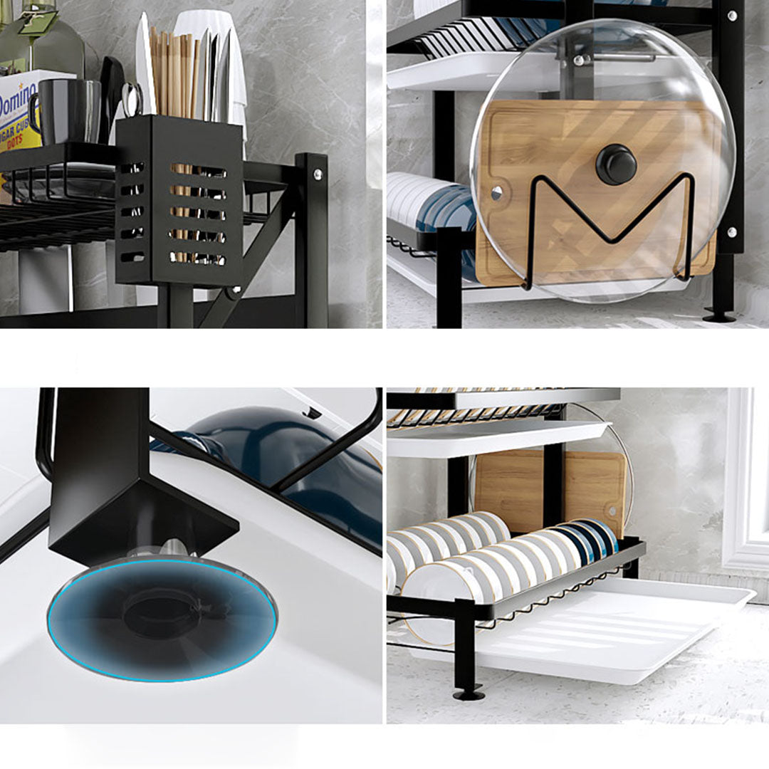 3 Tier Black Dish Drainer Kitchen Organiser