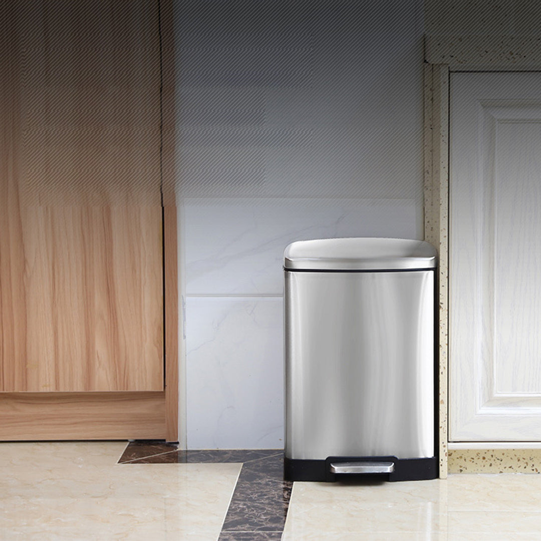 Rectangular 12L Stainless Steel Foot Pedal Recycling Bin for Garbage Silver