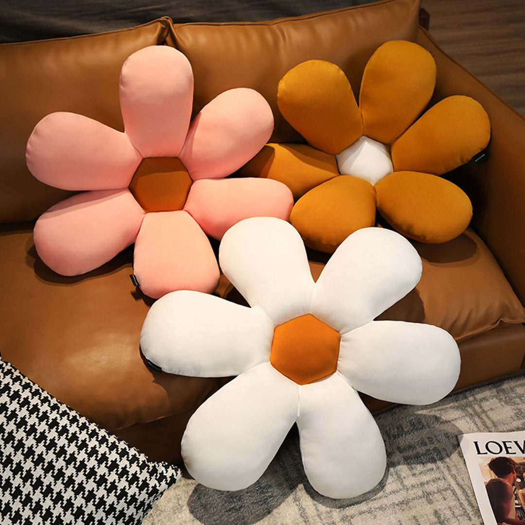 Coffee Daisy Flower Shape Cushion