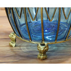 51cm Blue Glass Floor Vase with 12pcs Artificial Flower Set