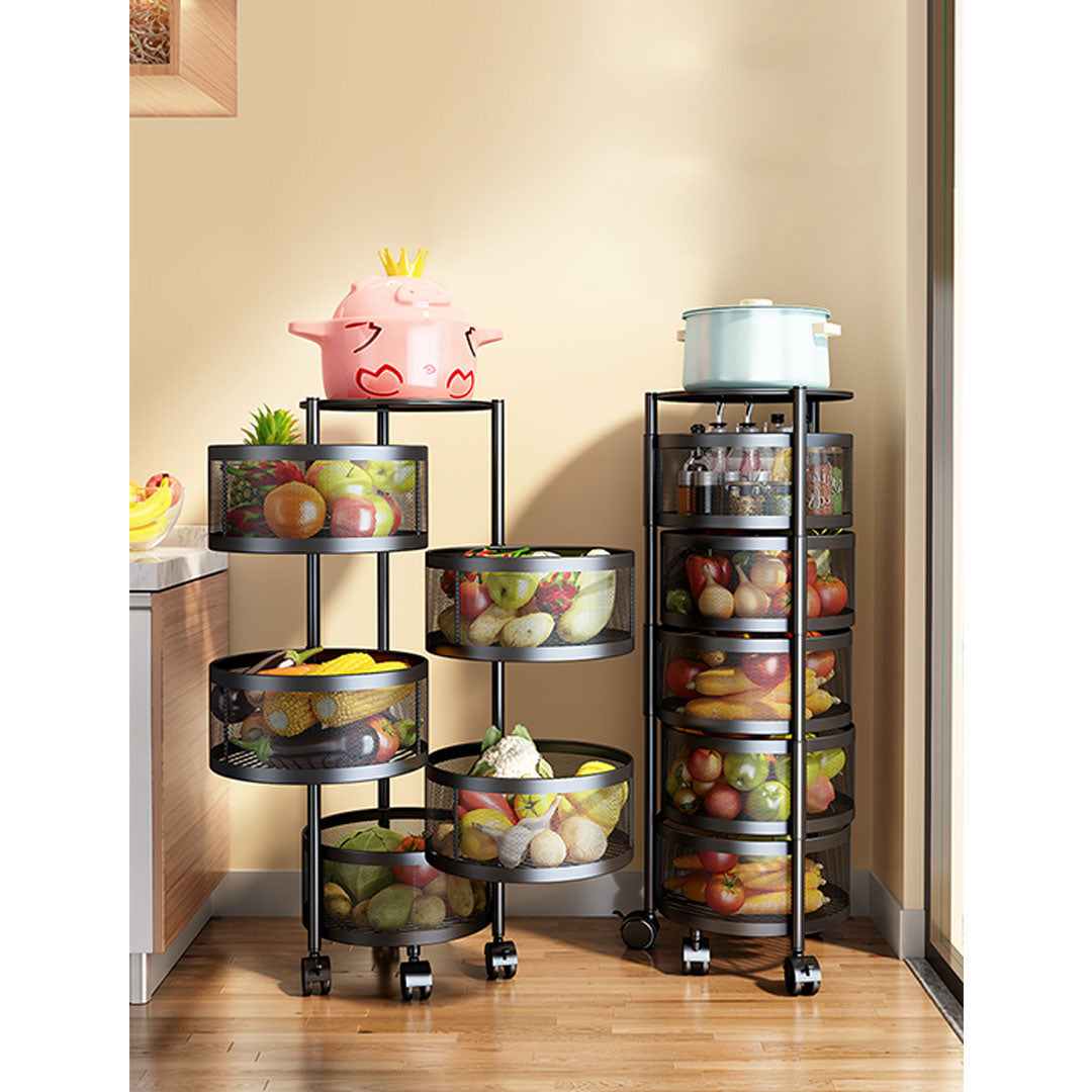5 Tier Steel Round Rotating Kitchen Cart