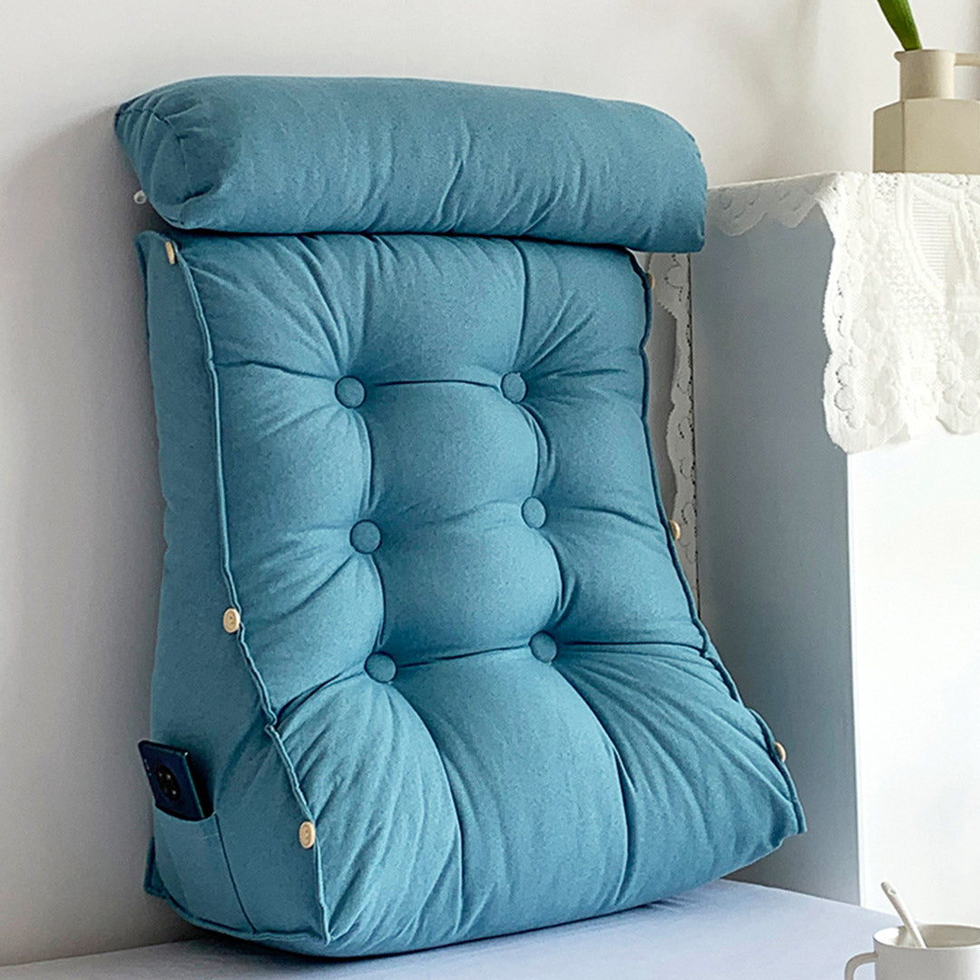 60cm Blue Wedge Lumbar Pillow