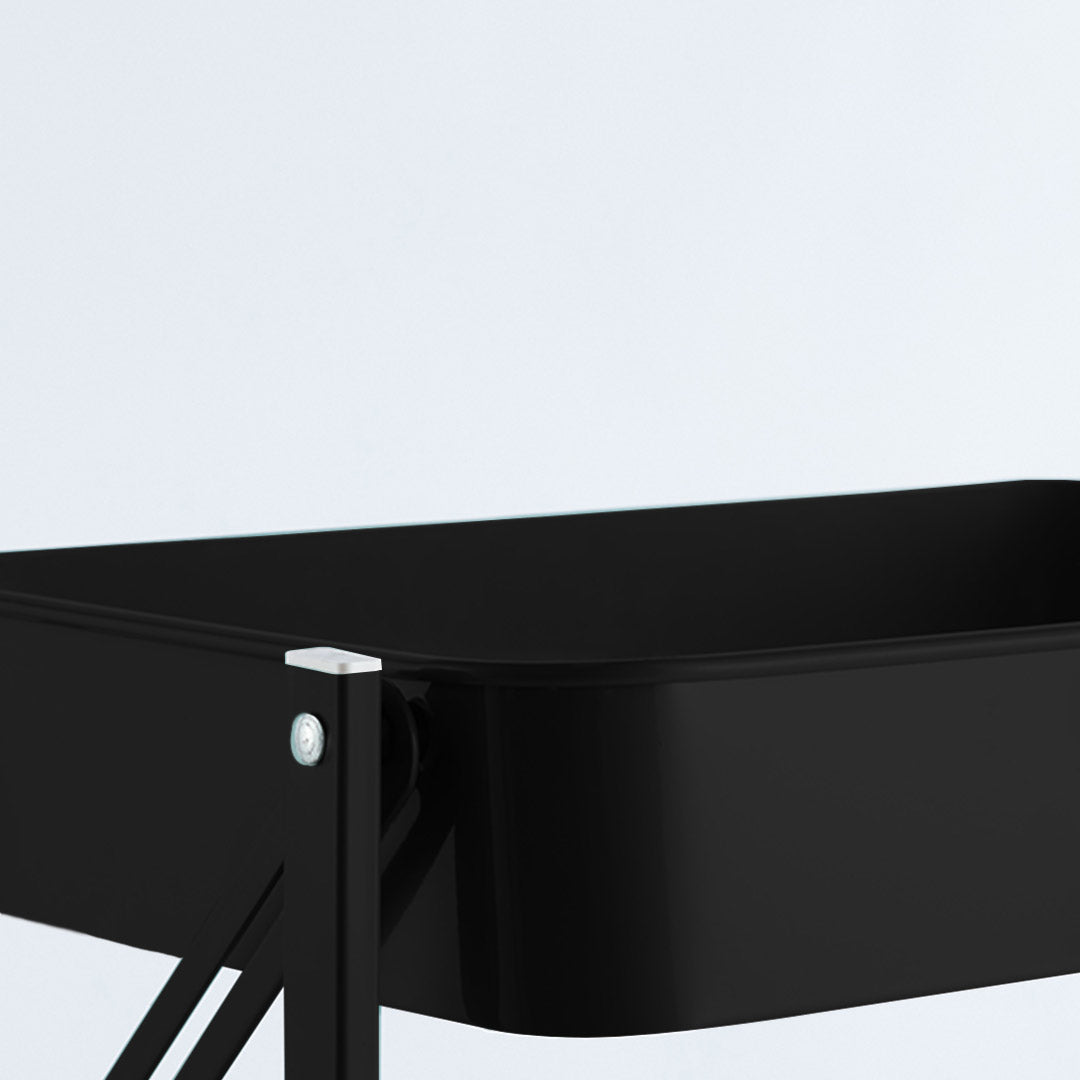 3 Tier Steel Black Foldable Kitchen Cart